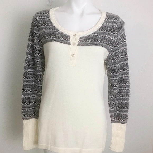 Woolrich Cream Crew Button Neck Sweater Size M - Picture 1 of 6